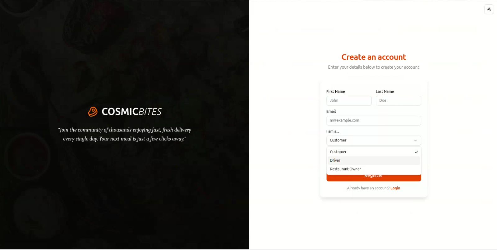 CosmicBytes: Food Delivery Aggregator — screenshot 6