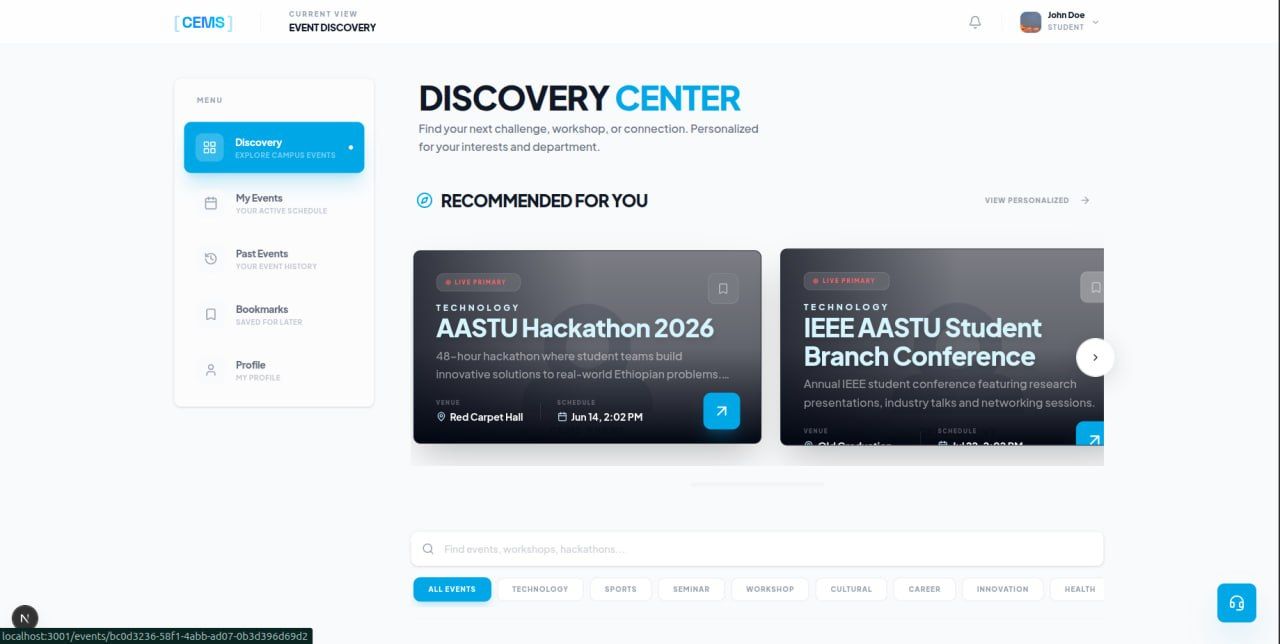 CEMS: AASTU Campus Event Management System — screenshot 4