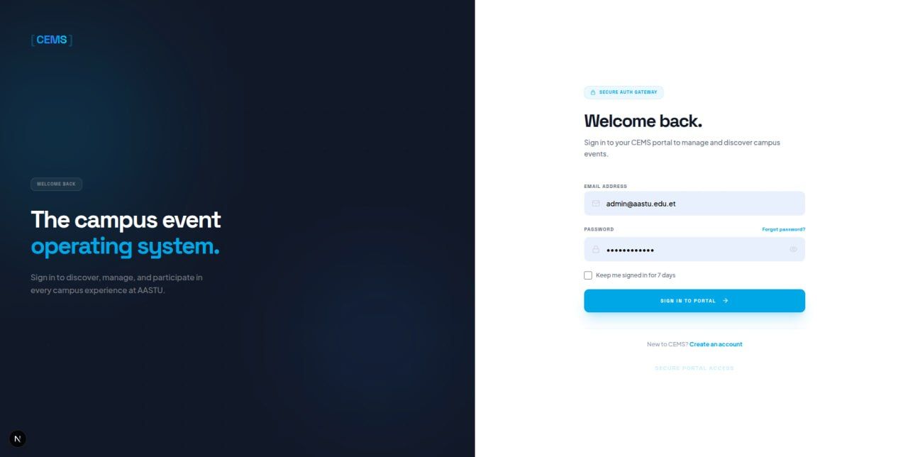 CEMS: AASTU Campus Event Management System — screenshot 3