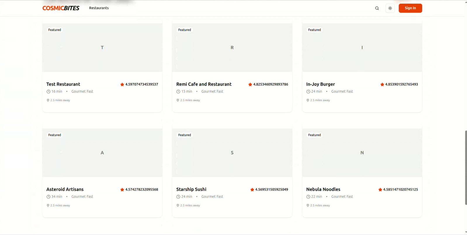 CosmicBytes: Food Delivery Aggregator — screenshot 3
